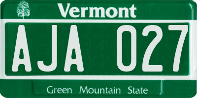 VT license plate AJA027