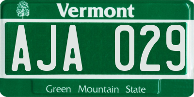 VT license plate AJA029