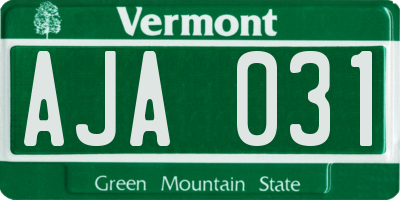 VT license plate AJA031