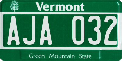 VT license plate AJA032