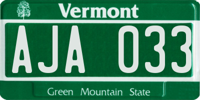 VT license plate AJA033