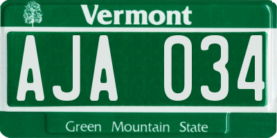 VT license plate AJA034
