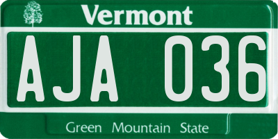 VT license plate AJA036