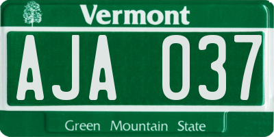 VT license plate AJA037