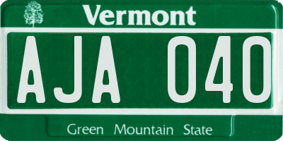 VT license plate AJA040
