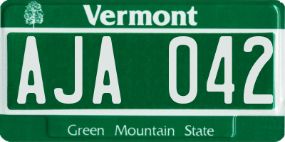 VT license plate AJA042
