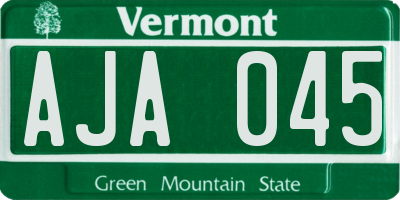 VT license plate AJA045