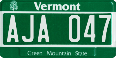 VT license plate AJA047