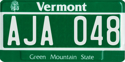 VT license plate AJA048