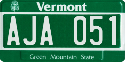 VT license plate AJA051