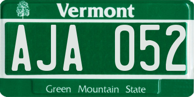 VT license plate AJA052