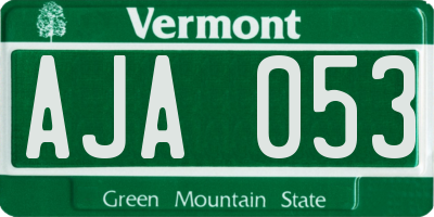 VT license plate AJA053