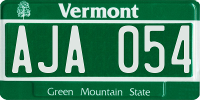 VT license plate AJA054