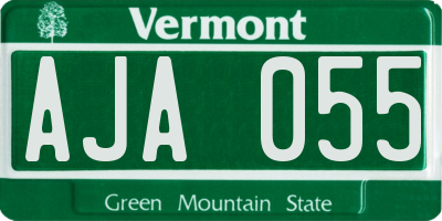 VT license plate AJA055