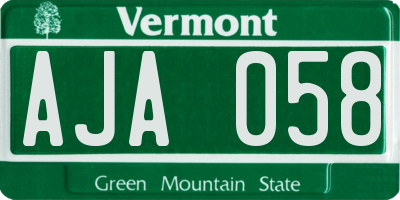 VT license plate AJA058
