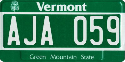 VT license plate AJA059
