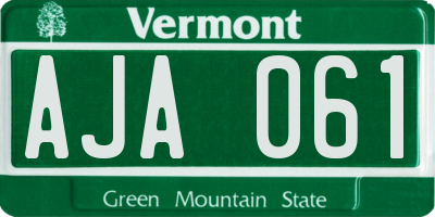 VT license plate AJA061