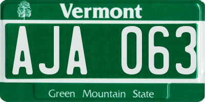 VT license plate AJA063