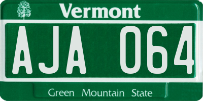 VT license plate AJA064