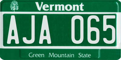 VT license plate AJA065