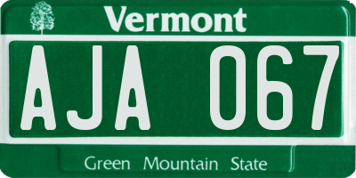 VT license plate AJA067