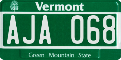 VT license plate AJA068