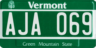VT license plate AJA069