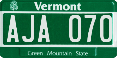 VT license plate AJA070
