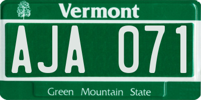 VT license plate AJA071