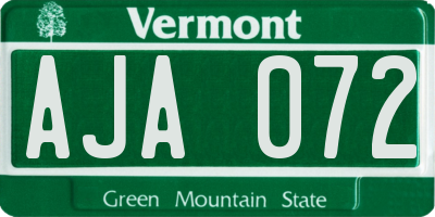 VT license plate AJA072