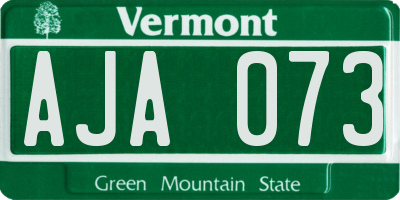 VT license plate AJA073