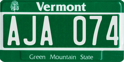 VT license plate AJA074
