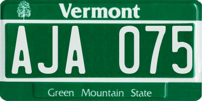 VT license plate AJA075