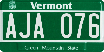 VT license plate AJA076
