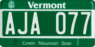 VT license plate AJA077