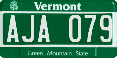 VT license plate AJA079