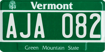 VT license plate AJA082