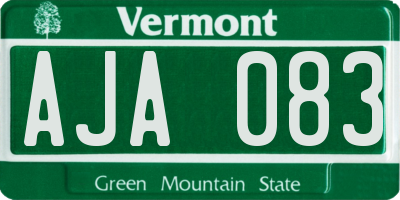 VT license plate AJA083