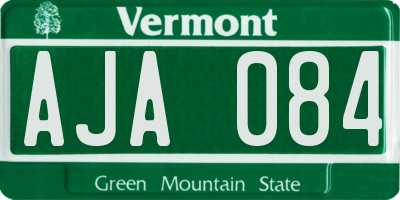 VT license plate AJA084