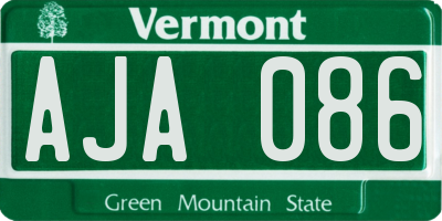 VT license plate AJA086