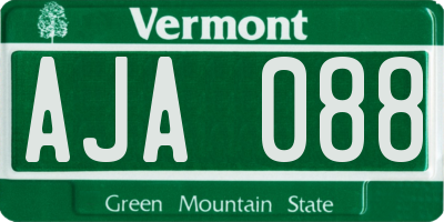 VT license plate AJA088
