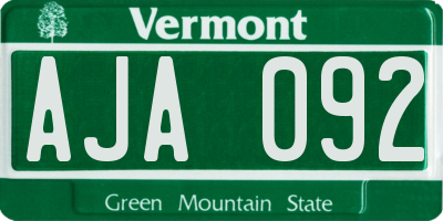VT license plate AJA092