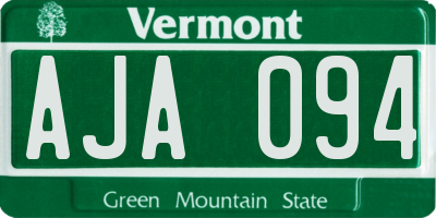 VT license plate AJA094