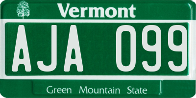 VT license plate AJA099