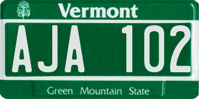 VT license plate AJA102