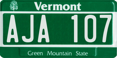 VT license plate AJA107