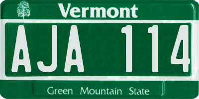 VT license plate AJA114