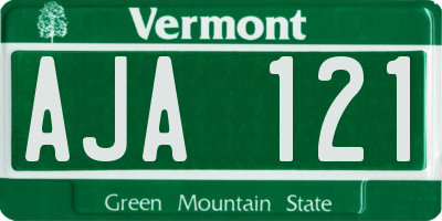 VT license plate AJA121