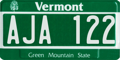 VT license plate AJA122