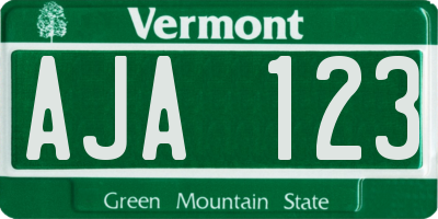 VT license plate AJA123